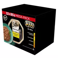 SHEBA padėklas su paukštienos, vištienos, kalakutienos padažu - drėgnas kačių maistas - 32x85g