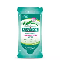 Universalios dezinfekcinės valymo servetėlės SANYTOL, 72 vnt.