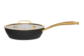 Keptuvė MAKU ECLIPSE SAUTÉ GOLD BLACK, aliuminis, 2,2 L, 24 cm