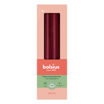Stalo žvakės BOLSIUS METALLIC RED, raudonos sp., 2,4 x 24,5cm, 4 vnt