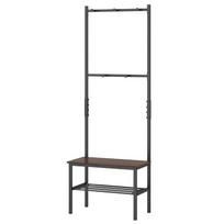 Pastatoma kabykla su suoliuku ir batų laikymo vieta, ruda ir juoda, 61 × 30,5 × 165,1 cm