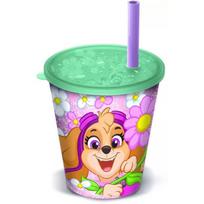 Mancs patrulis: „Joy“ plastikinis puodelis – 285 ml, su šiaudeliu, rožinis