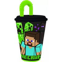 Minecraft plastikinis puodelis – 430 ml, su šiaudeliu