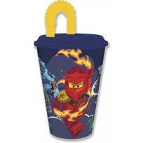 LEGO Ninjago: Plastikinis puodelis su dangteliu ir šiaudeliu - 430 ml