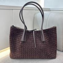 New Cowhide Leather Suede Tote Bag Handwoven Bag Underarm Bag Large Capacity Bag Women 24cm*12cm*15cm gray