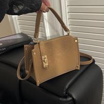 Yogodlns Retro Faux Leather Tote Pillow Bag Stylish Versatile Square Shoulder/crossbody Bag High-quality Mini Boston Bag Elegant Women's Handbag 17x7x14cm