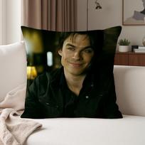 TV The Vvampire Ddiaries Damon Salvatore Pillow Case Suitable For Bedrooms Living Rooms Cars Home Decoration 30cmx30cm brown