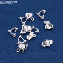 Sterling Silver Hammered Bent Tube Flower Clasp Jump Ring for DIY Beading blue