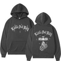 Singer Lana Del Rey Tour Print Pullover Hoodies Men's Women Fashion Hip Hop Hoodie Long Sleeve Sweatshirts 2XL black