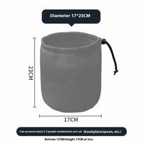 Outdoor Camping Storage Protective Bags Portable Picnic Cookware Mesh Bag Drawstring Pocket BBQ Water Cups Tableware Organizer gray