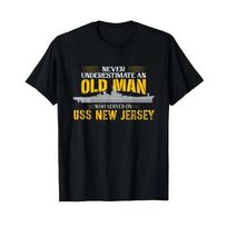 Never Underestimate The Battleship Uss New Jersey T Shirt Black Vintage Washed Top For Everyday Wear Soft Breathable Slightly 4XL
