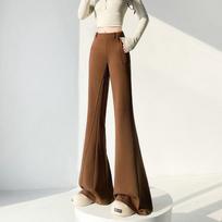 Coffee-Tone Low-Waist Micro-Flare Wide-Leg Spring 2026 Slimming Loose Petite Sweatpants - High-End Long Pants S brown