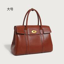 Soft leather tote large bag, high-grade oil wax leather commuting large-capacity portable shoulder oblique span large bag brown