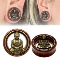 Unisex Buddha Ear Plug Tunnel 10 Pairs/Set Wooden Ear Gauge Plug Saddle Ear Expander Stretcher Wedding Body Piercing Jewelry 10mm gray