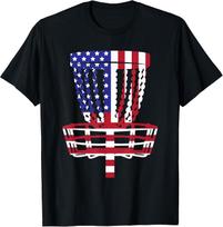 USA Flag Disc Golf Basket T-shirt XXXL
