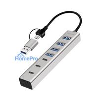 Logilink USB 3.0 Hub, 7-port, 4x USB-A 3x USB-C, aluminum housing