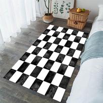 Games Board Fashion Chess Carpet Nonslip Soft Rug Black And White Floor Mat Squares Doormat For Bedroom Matches the image,100x120cm gray