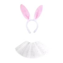 Soft Bunny Ear Headband and Skirt Set Hare Costume Lightweight for Children rožinė
