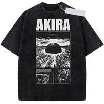 Washed Vintage 90s Anime Akira T Shirts Japanese Science Fiction Cartoon Movie Shima Tetsuo T-shirt Men Women Oversized T-shirts 4XL white