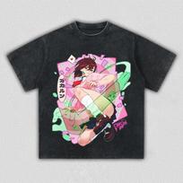 Harajuku DAN DA DAN Anime Retro T-shirt Ayase Momo Vintage Washed Oversized T Shirt Men Clothing Casual 100% Cotton Tee Tops 3XL white