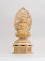 Wooden Buddha Amitabha seated guardian deity of the zodiac for those born in the year of the dog or pig Buddha statue, Buddha, statue, 22.5cm (wooden beige