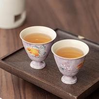 Hand-painted Goldfish Teacup Ceramic Handleless Matcha Green Tea Latte Mug For Adults China Mainland white