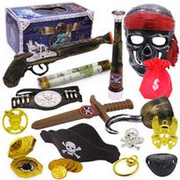 Helovino Pirato Kostiumo Žaidimų Rinkinys Vaikams Juokinga Kaukė su Kaukolės Akimi Pirato Lobių Skrynios Žaislas Blue treasure chest B black