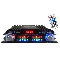 Automobilinis BT5.0 garso galios stiprintuvas 4 kanalų namų kino stereo imtuvas 12 V su FM radiju juoda