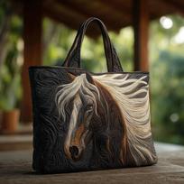 Fashion Quilted Tote Bag Large Capacity Beach Bag Fashion Animal Handbag Digital Printing Tote Bag 38x35x10CM brown