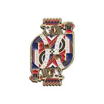 Playing Cards Symbol Enamel Pins Creative Poker King Queen Brooches Backpack Lapel Badges Punk Jewelry Gift for Kids Friends beige