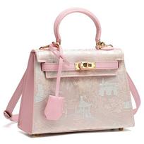 Odinė naujo kinų stiliaus Song Jin šilkinė nacionalinio stiliaus platininė Kelly rankinė lengvos prabangos moteriška nešiojama peties messenger tipo rankinė Top length 19 bottom 22*7.5*15.5cm rožinė