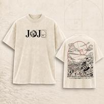 JoJo T Shirt, Vintage Washed Anime Tee, Oversized Cotton Graphic Shirt, Y2K Fan Gift S beige