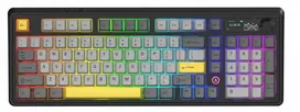 Belaidė mechaninė klaviatūra „Ajazz AK980 V2 Gift Switch V2“ (juoda, pilka, geltona) su ekranu