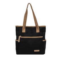 Korean-Style Canvas Tote: Large Capacity, Chic Summer Shoulder Bag for Women 2026 One Size black