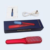 Portable USB Wireless Hair Straightener with Red/Blue Light Therapy, Vibration Massage, and Hair Growth Liquid. black