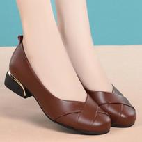 Low Leather Shoes Lady 2026 Suit Female Beige Low-heeled New High-heeled Outside Summer Comfort  Shoes 36(Foot 23cm)