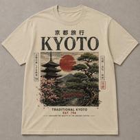 Kyoto Japan Travel Tee, Bonsai Art Graphic Shirt, Japanese Tee (100% Cotton) 100 gray
