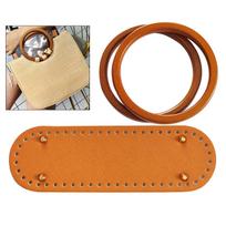 Bottom Base Bag Crochet Leather Tote Handle Set Diy Knitting Matches the image beige
