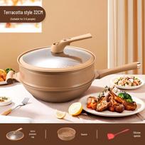 Ceramic Non-stick Micro-pressure Wok & Frying Pan Set for Healthy Cooking 32cm white