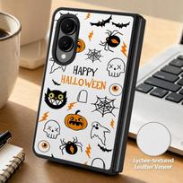 Halloween Ghost Pumpkin Case For Samsung Z Fold 8 Ultra 7 6 5 4 Hybrid Leather Skin Hard PC Bumper Cover For Galaxy Z Fold8 Fold7 Fold6 Fold5 Samsung Z Fold 6 black