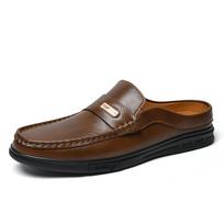 Men's Leather Slip-On Loafers: Spring/Summer Low-Top Casual Mules Size 45 ruda