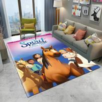 Animacinis „Spirit Riding Free“ arklių 3D kilimas namų svetainei, miegamajam, sofai, prie durų dekoras, vaikiškas plotinis kilimėlis, neslystantis grindų kilimėlis 40x60cm gray