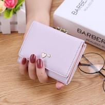 Korean Style Mini Tri-Fold Coin Purse: Fashionable Dual-Use Card Holder & Wallet for Female Students gray