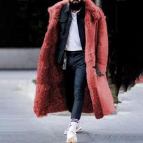 2023 EU/US Autumn/Winter Men's Plush Suit Coat: Warm Integrated Jacket Style 4XL raudona