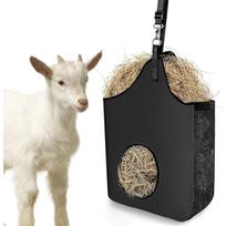 Hay Bag Hanging Goat Feeder Tote with Adjustable Strap beige