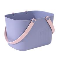 Bathroom Storage Basket with Two Carry Handles, Portable Plastic Basket for Shower Items, Dorm, and Laundry Room gray