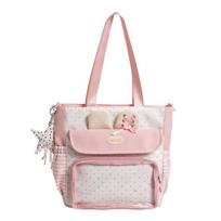 Cute Polka Dot Tote Bag for Women Casual Shoulder Handbag with Multi Pockets and Zip rožinė