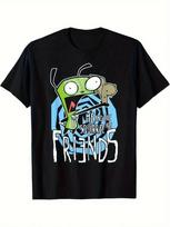 Invader Zim Gir Me And The Squirrel Are Friends 90s Cartoon Cotton T-shirt M gray