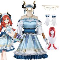 Nilou Prabangus Perukas Uniforma Princesė Nilou Cosplay Kostiumų Aksesuarų Rinkinys Šventosios Aprangos Lolitos Suknelė M-(Costume+Wig) gray
