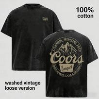 Vintage Washed Western Mountain Cowboy Oversized Cotton Country Streetwear Tee 3XL black